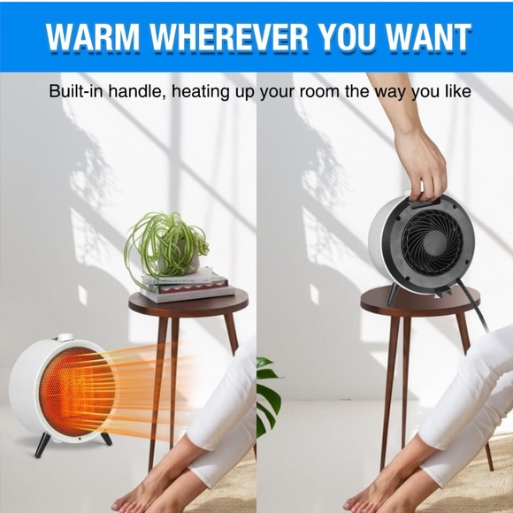 Space Heater White Indoor Use  1500W/900W Electric Desk Home Bedroom Office OW - Picture 7 of 7